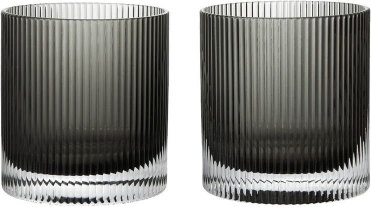 Ripple Tumbler Glasses - Set of 2 - Smoked Grey
