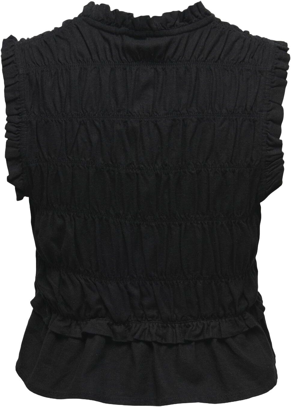 ONLGOA S/S LINEN BL FRILL TOP CC PN