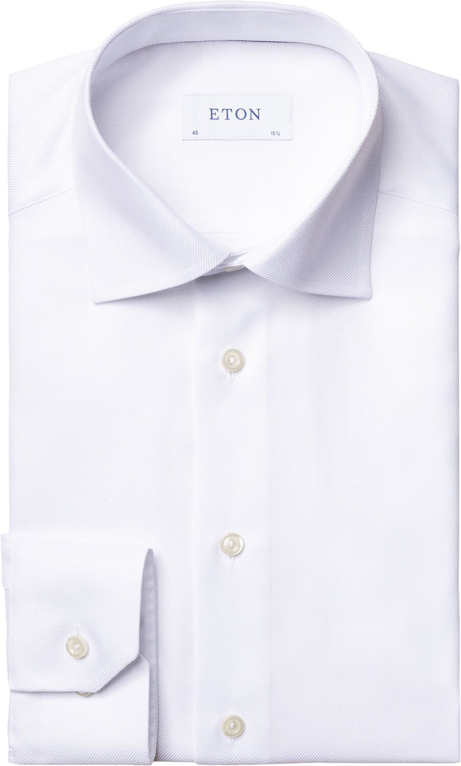 Slim Fit White Textured Twill Shirt - French Cuff