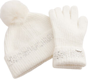 KERIIS Rhinestone Knitted Hat and G