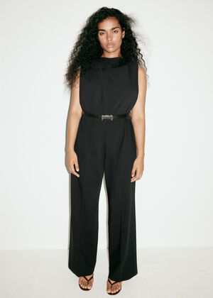 Straight-fit jumpsuit with belt