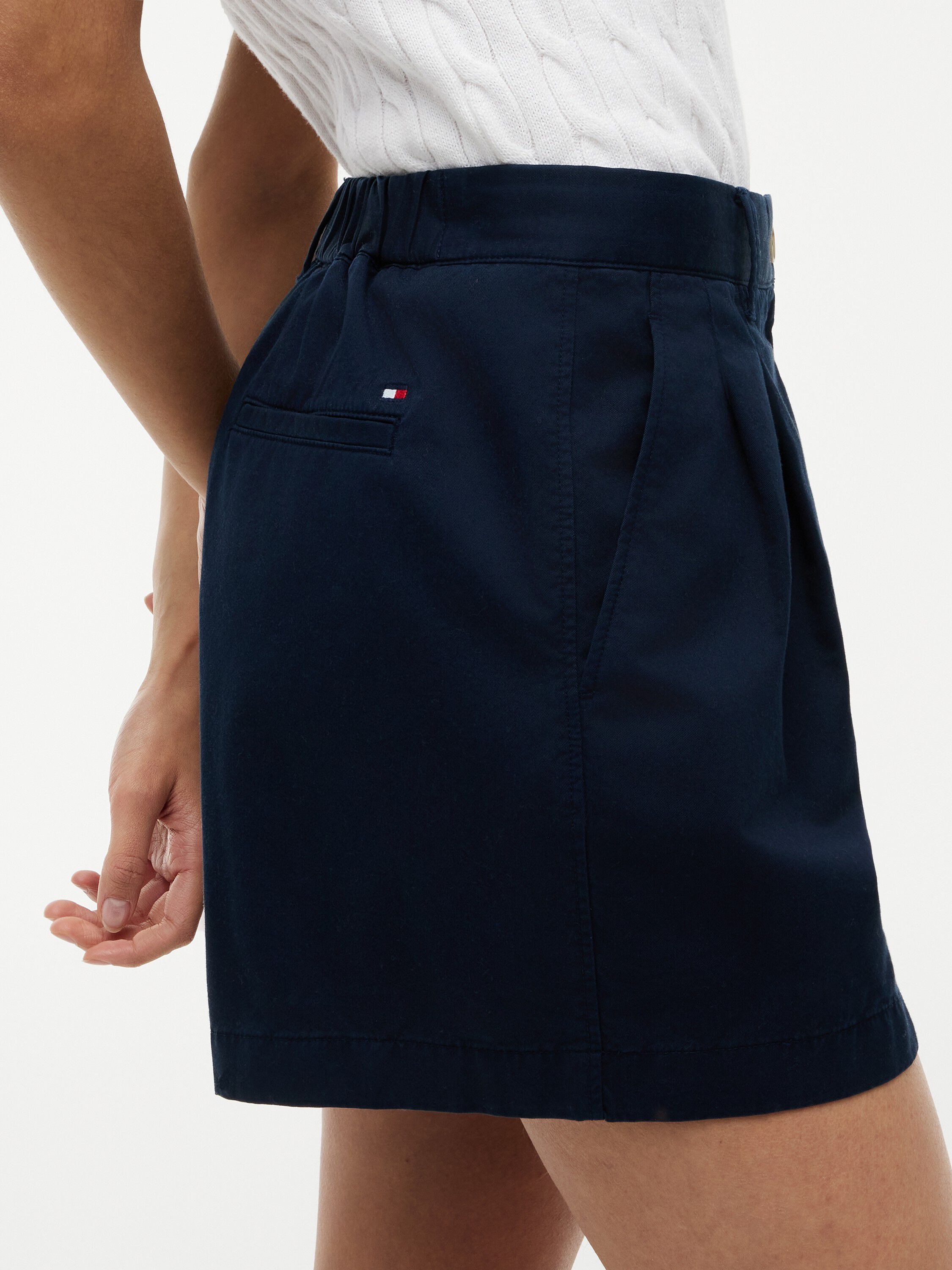 COTTON CHINO FLARE SHORTS