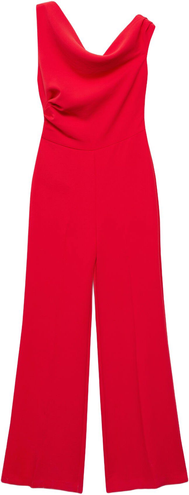 Long asymmetrical draped jumpsuit