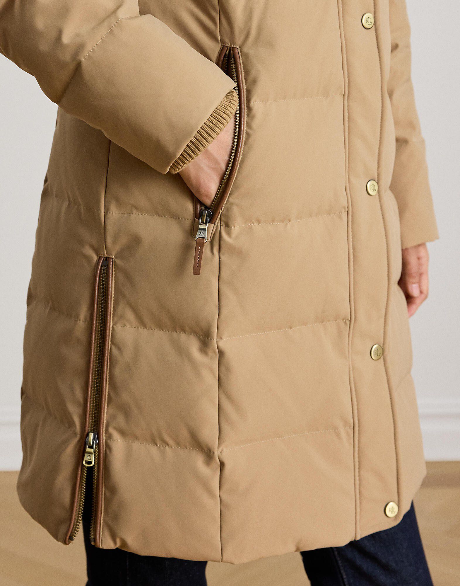 Faux-Fur-Trim Hooded Down Coat