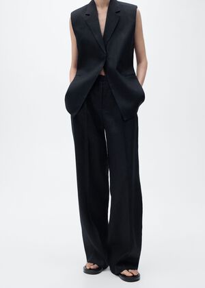 Straight-fit linen suit trousers