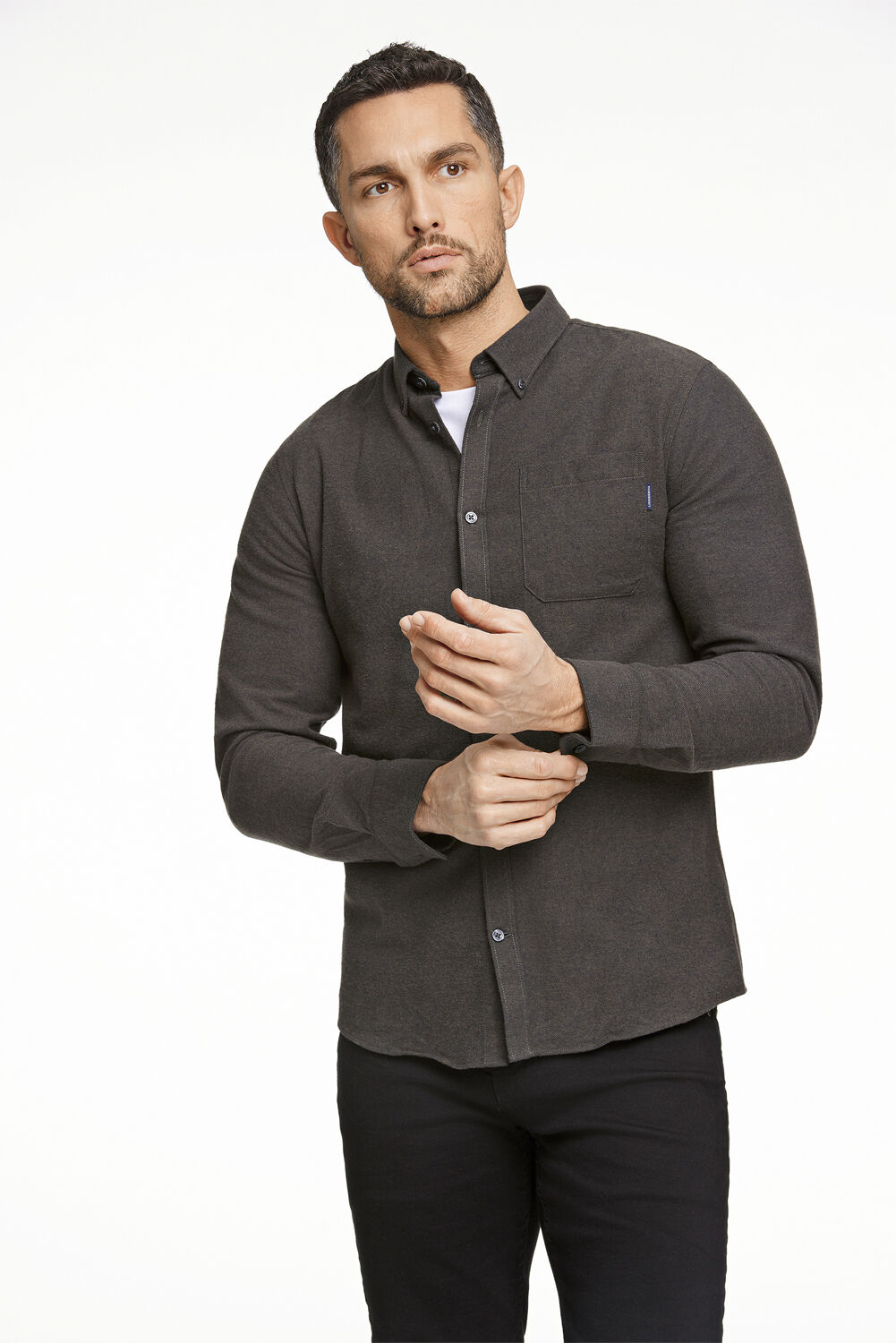 Brushed twill shirt L/S