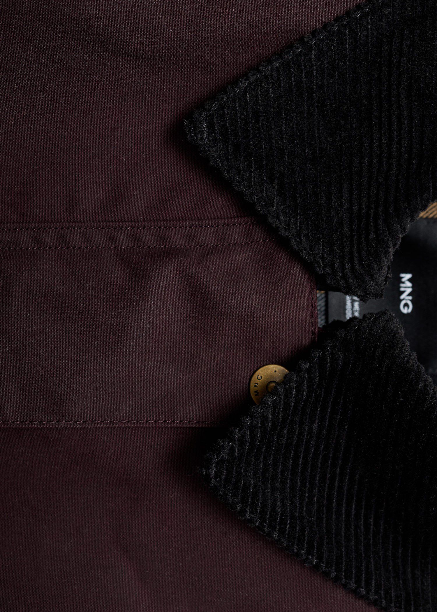 Cotton parka with corduroy collar