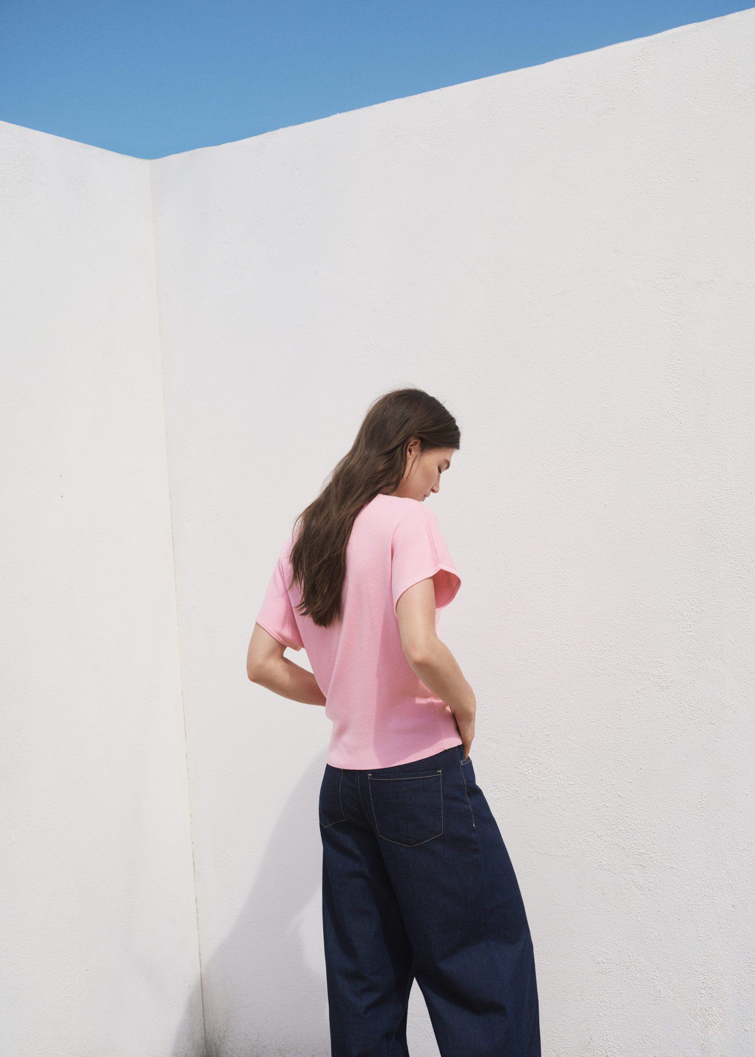 Short-sleeved polo-neck sweater