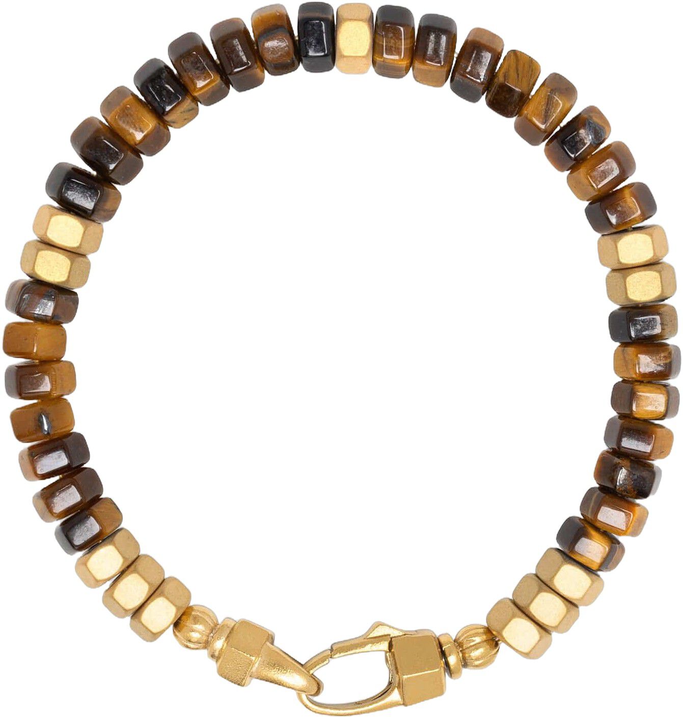 Men's Hexagon Beaded Bracelet with Tiger Eye and Gold