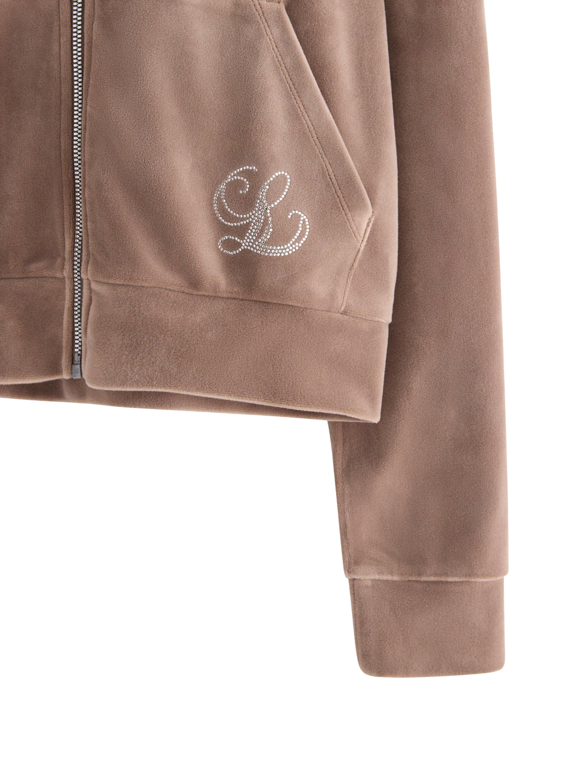 Velour hoodie with kangaroo pockets