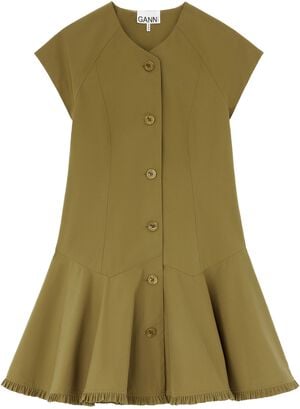 Stretch Cotton Buttoned Mini Dress