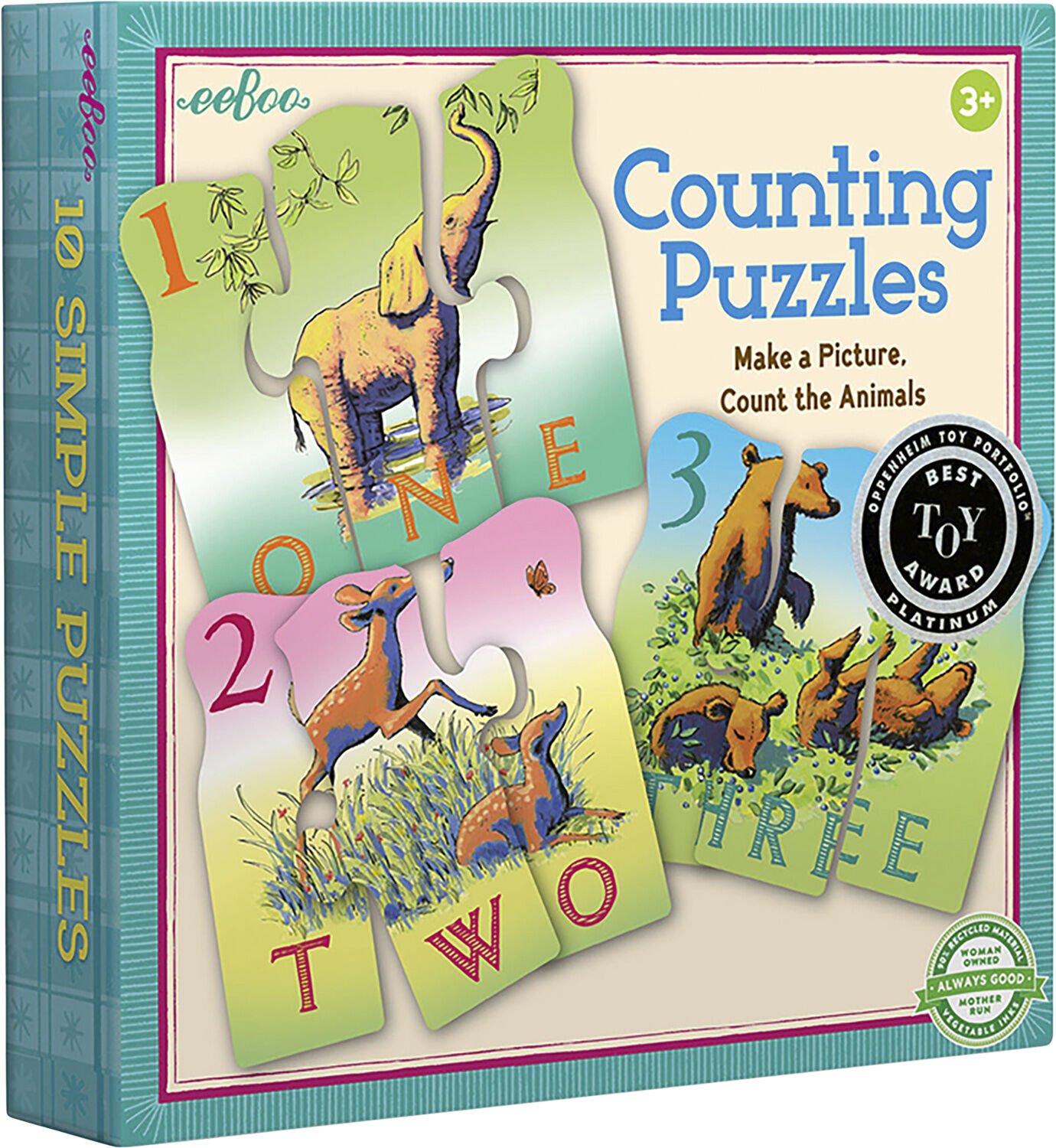 eeBoo - Leg & L&aelig;r puslespil - T&aelig;l et dyr p&aring; engelsk