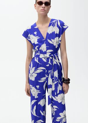 Long cropped jumpsuit with belt