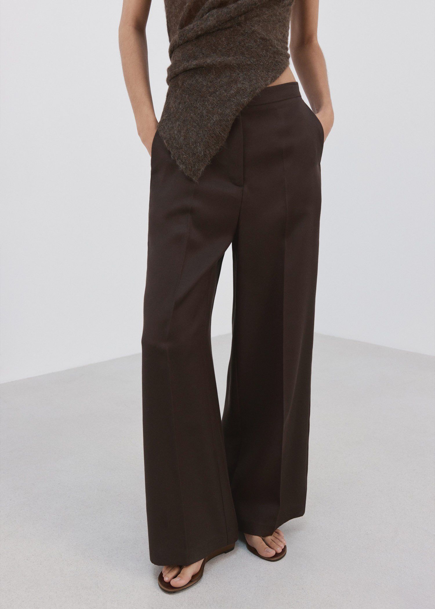High-waisted lyocell trousers