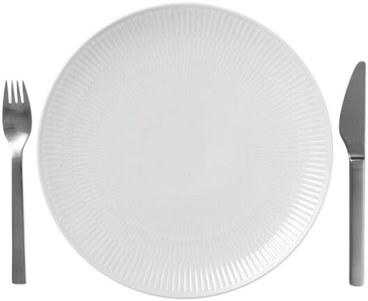 Hvid Riflet coupe 27 cm. tallerken