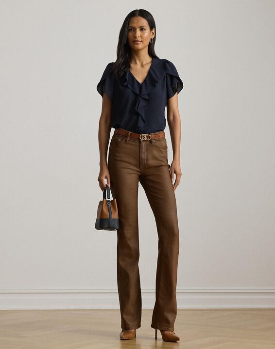 Ruffle-Trim Georgette Blouse
