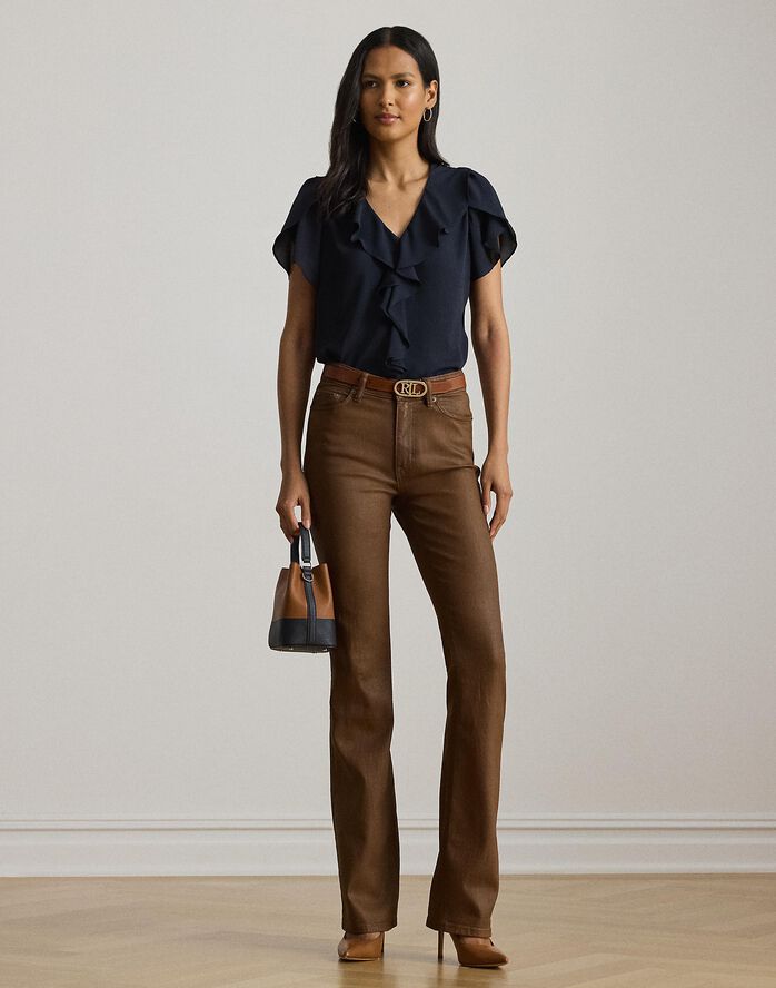 Ruffle-Trim Georgette Blouse