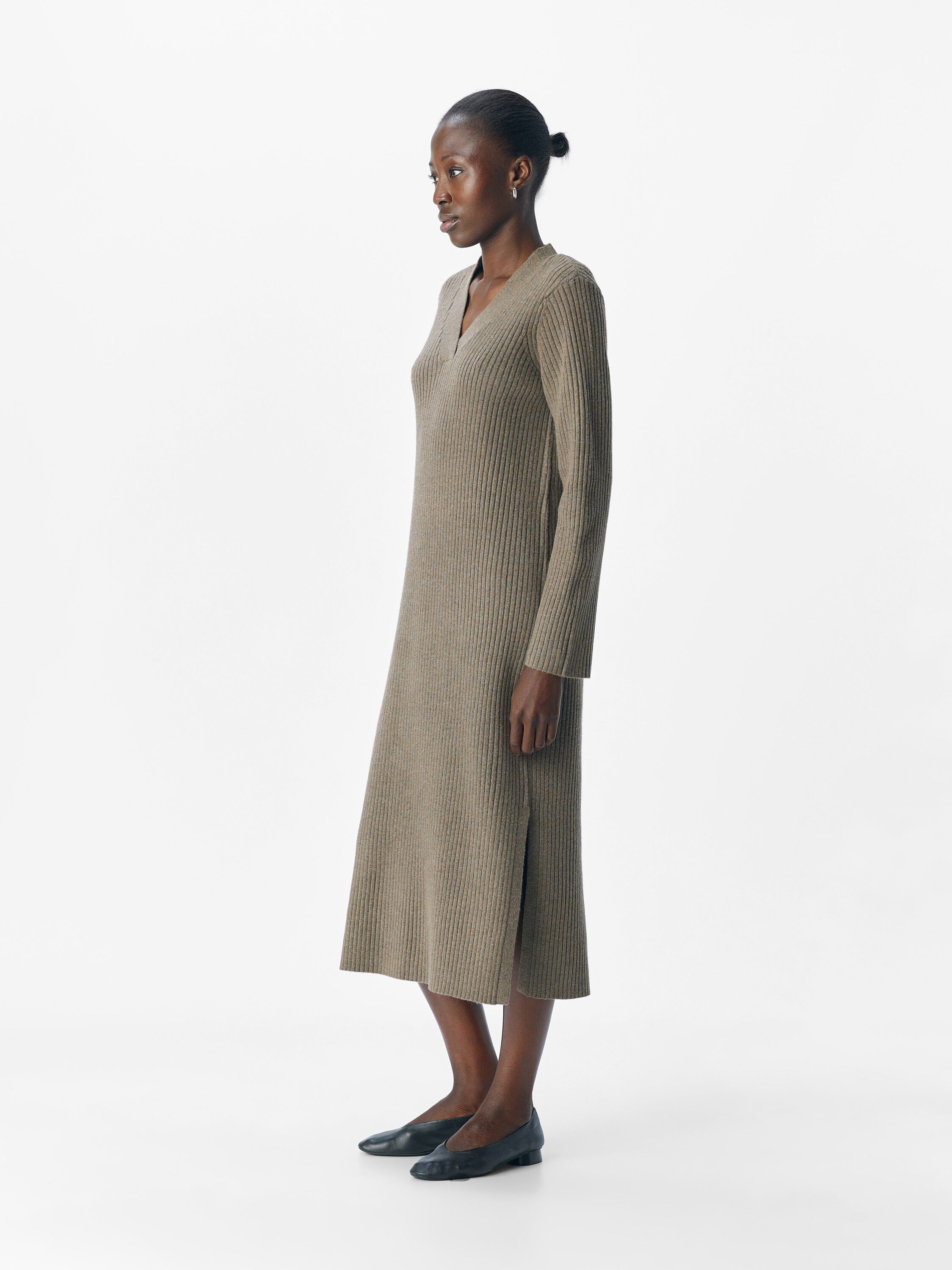 OBJELVA L/S RE V-NECK KNIT DRESS DI