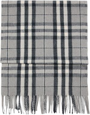 Check scarf with fringed ends