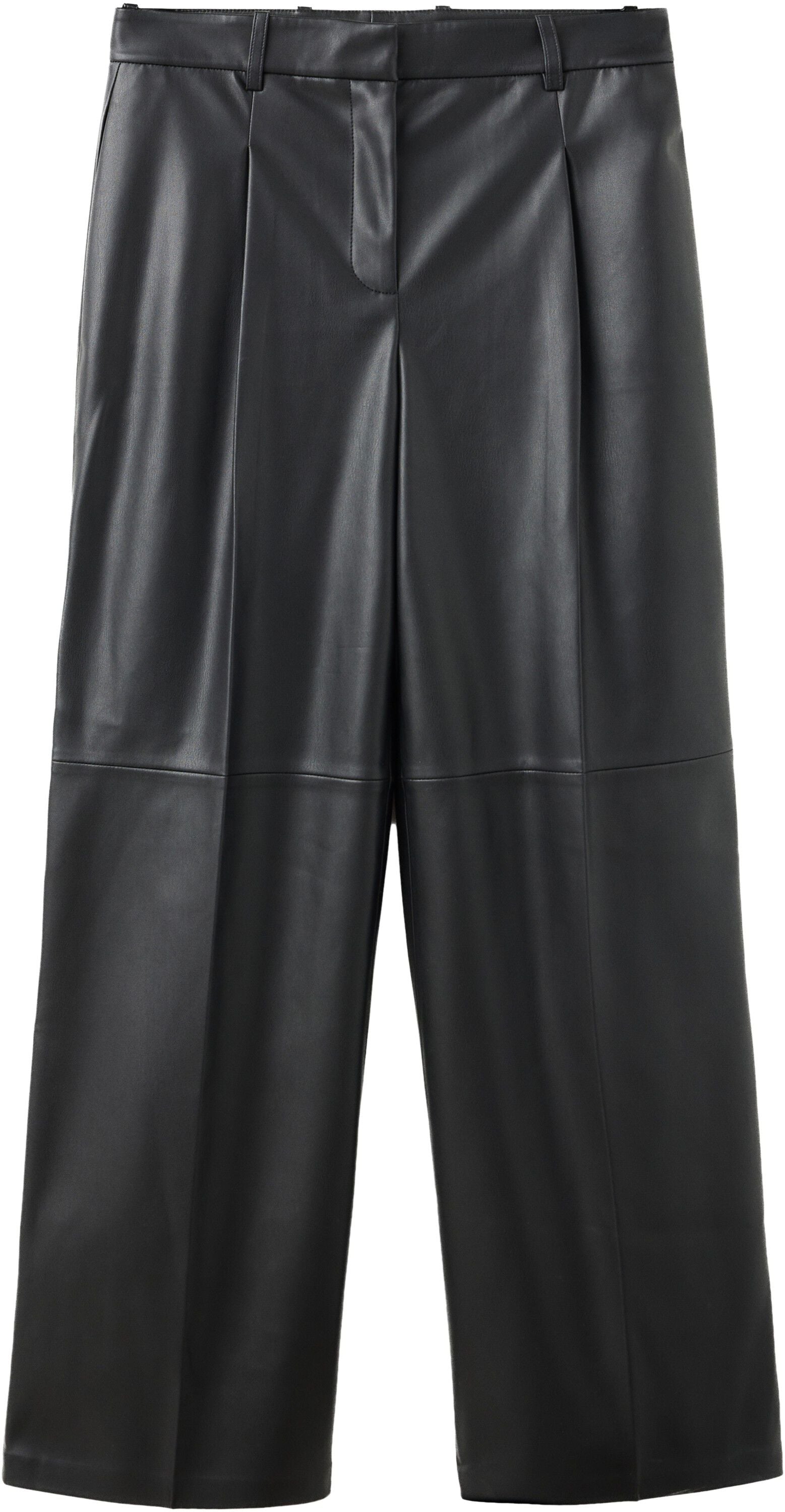 Wide leg faux-leather trousers