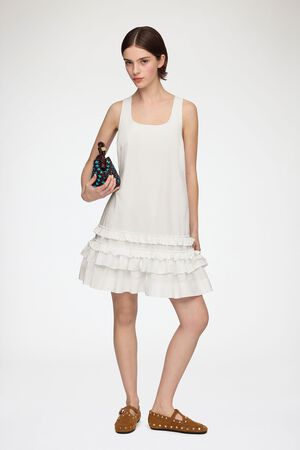 Cotton Poplin U-neck Mini Dress