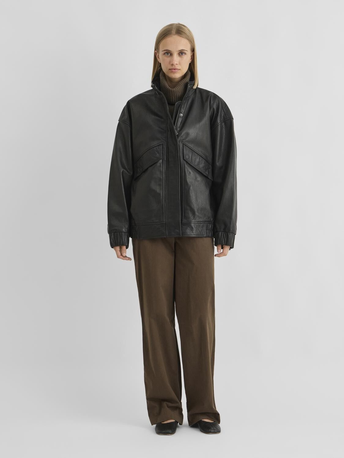 Rousimone L/S Oversized Leather Jacket/1