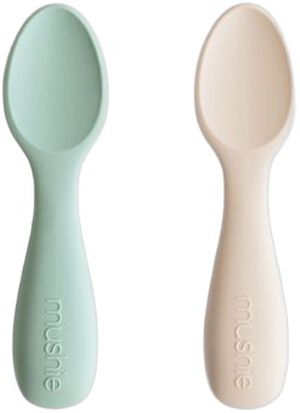 Mushie Toddler Starter Spoons-2 Pack Cambridge Blue/Shifting