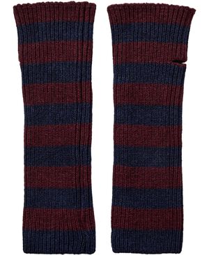 2719 Fingerless Glove Stribe Burgundy/Navy