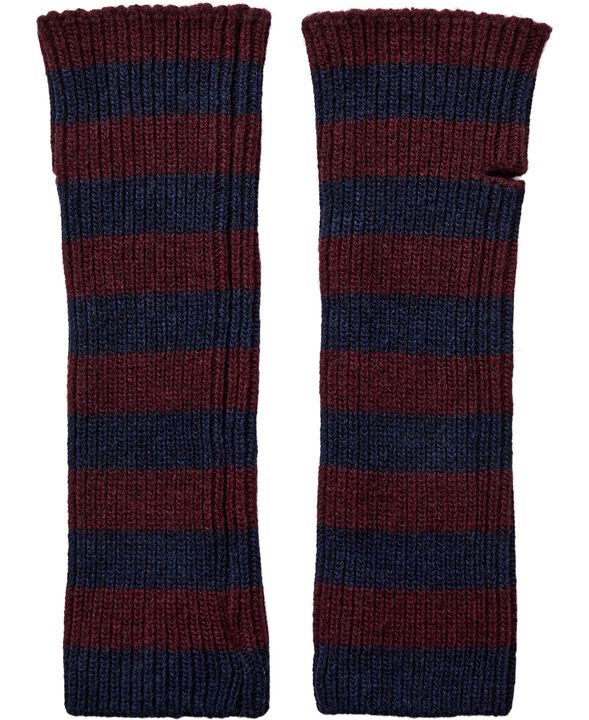 2719 Fingerless Glove Stribe Burgundy/Navy