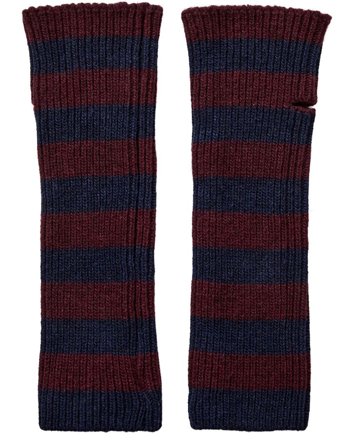 2719 Fingerless Glove Stribe Burgundy/Navy