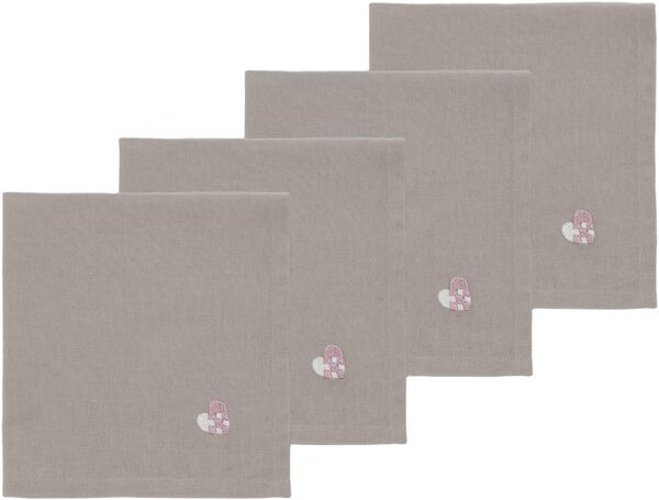 Stofservietter Christmas Hearts Embroidery 4 stk. Rose