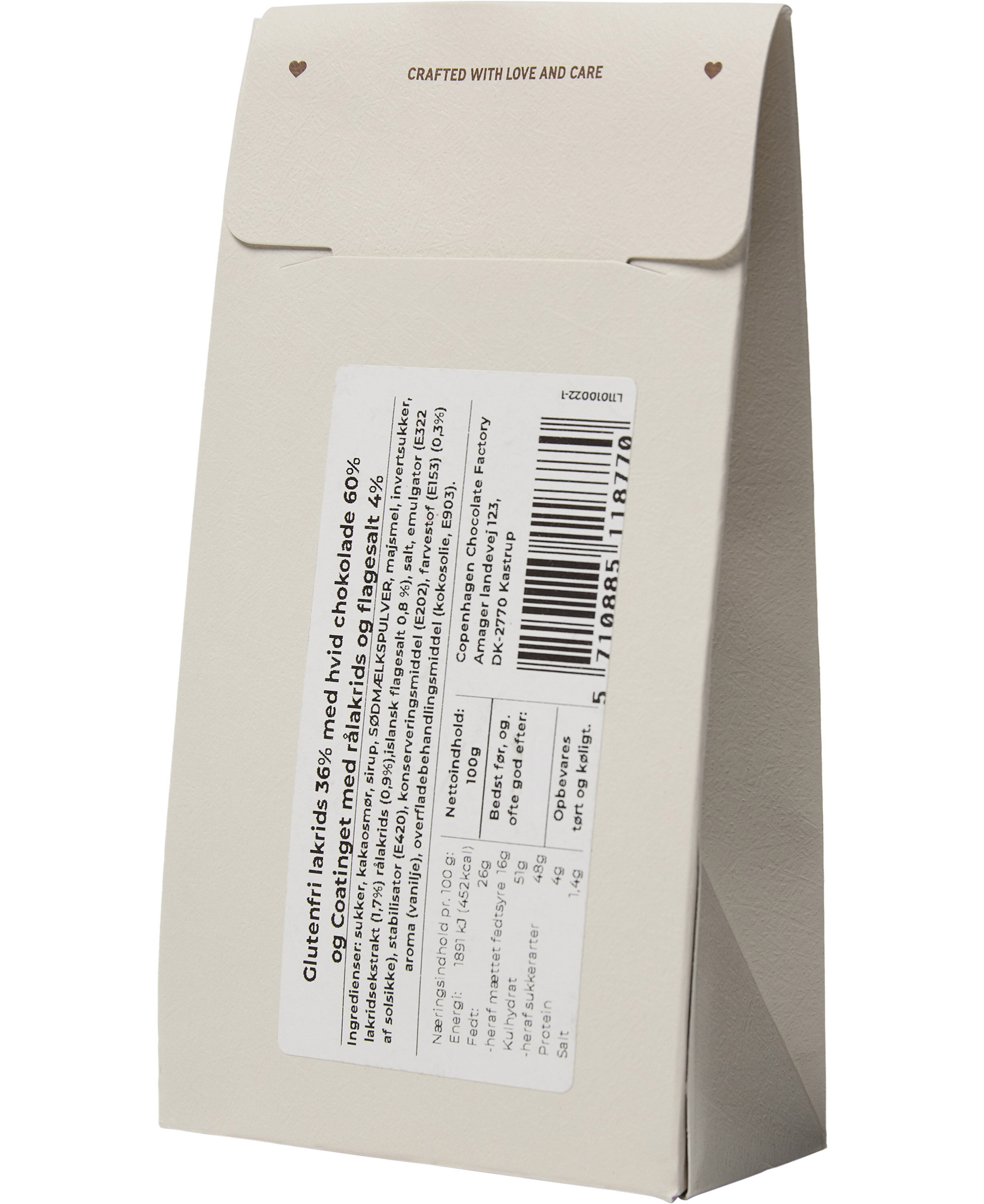 &AElig;ske, Lakridsdrag&eacute; m/ hvid chokolade, r&aring;lakrids & flagesalt