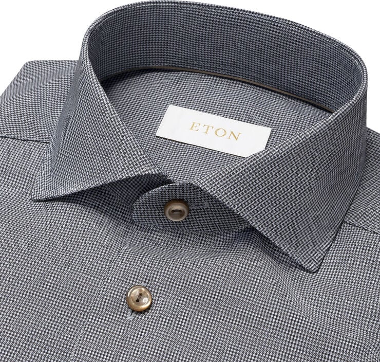 Contemporary Fit Brown Houndstoothmerino Wool Shirt