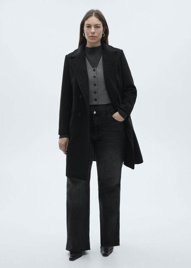 Double-breasted wool coat