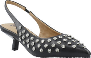 BIAKRISTIN Kitten Heel Slingback Rhinestone Faux Leather