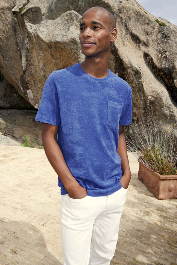 Mid Blue Cotton Terry T-Shirt