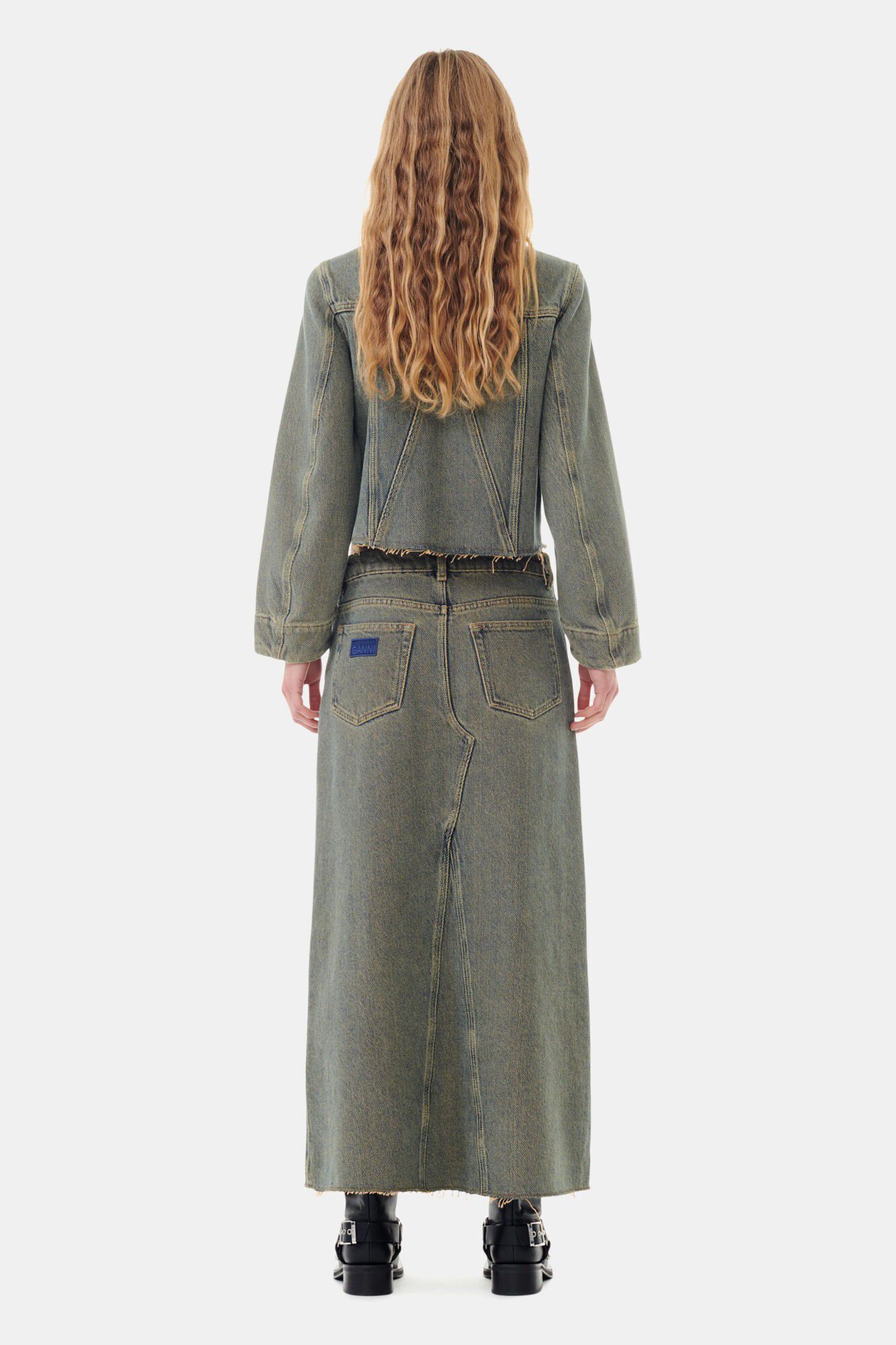 Overdyed Heavy Denim Maxi Skirt