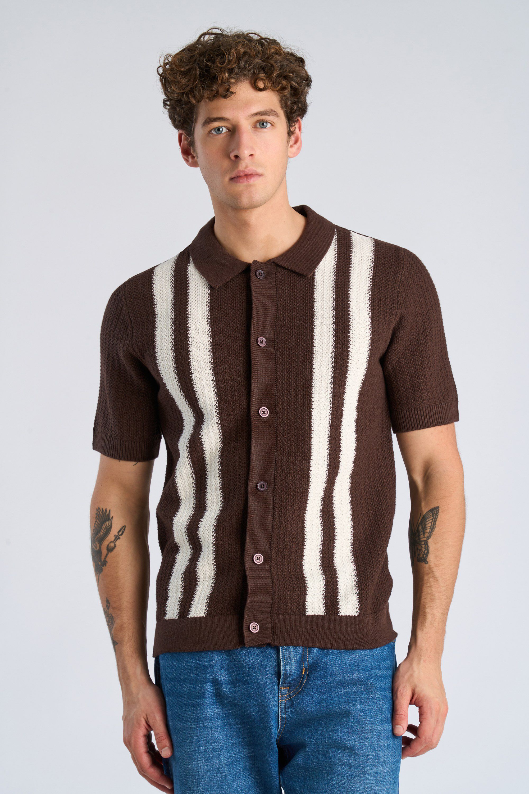 Knitted polo cardigan