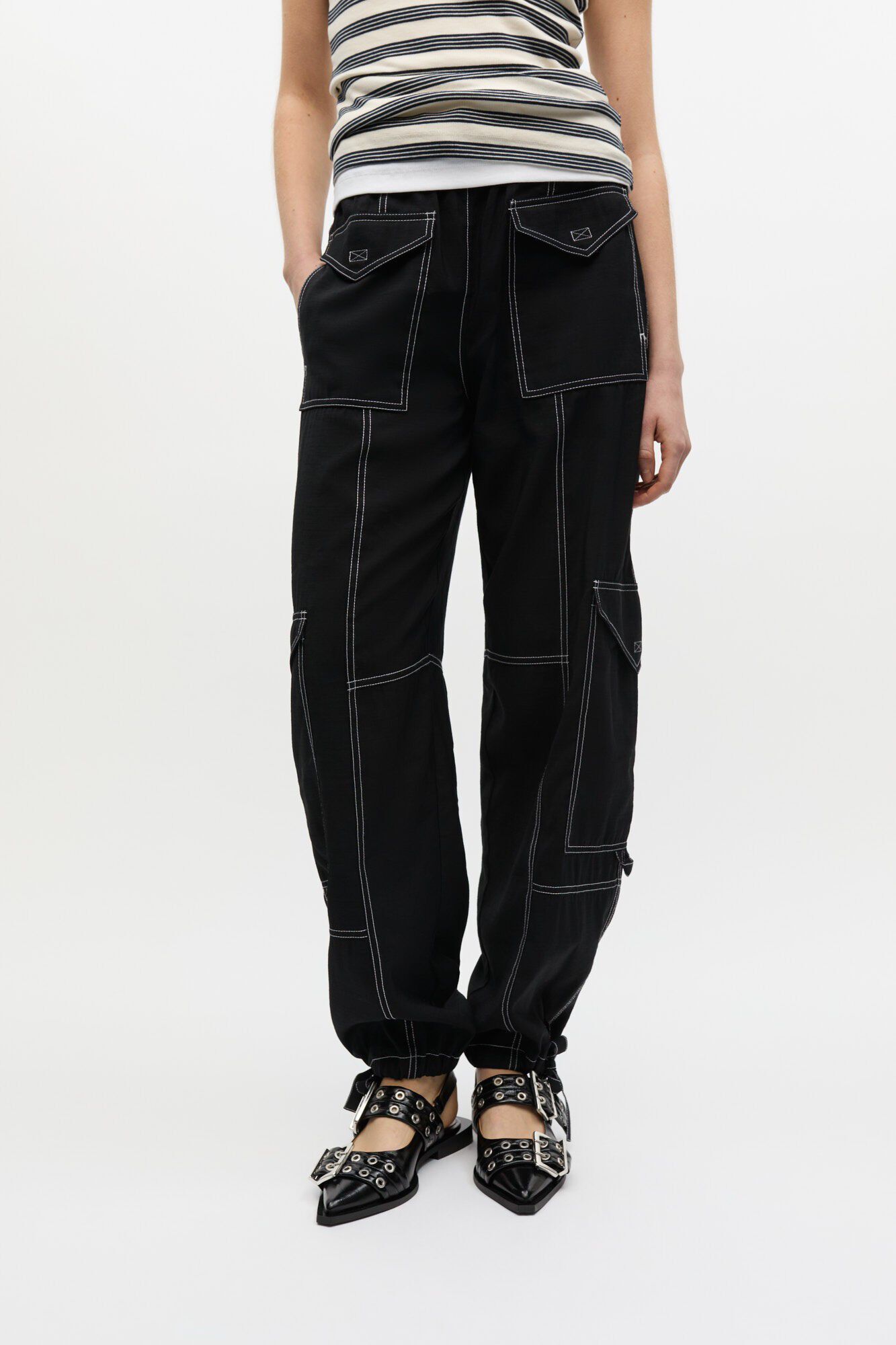 Light Slub High Waist Pocket Pants