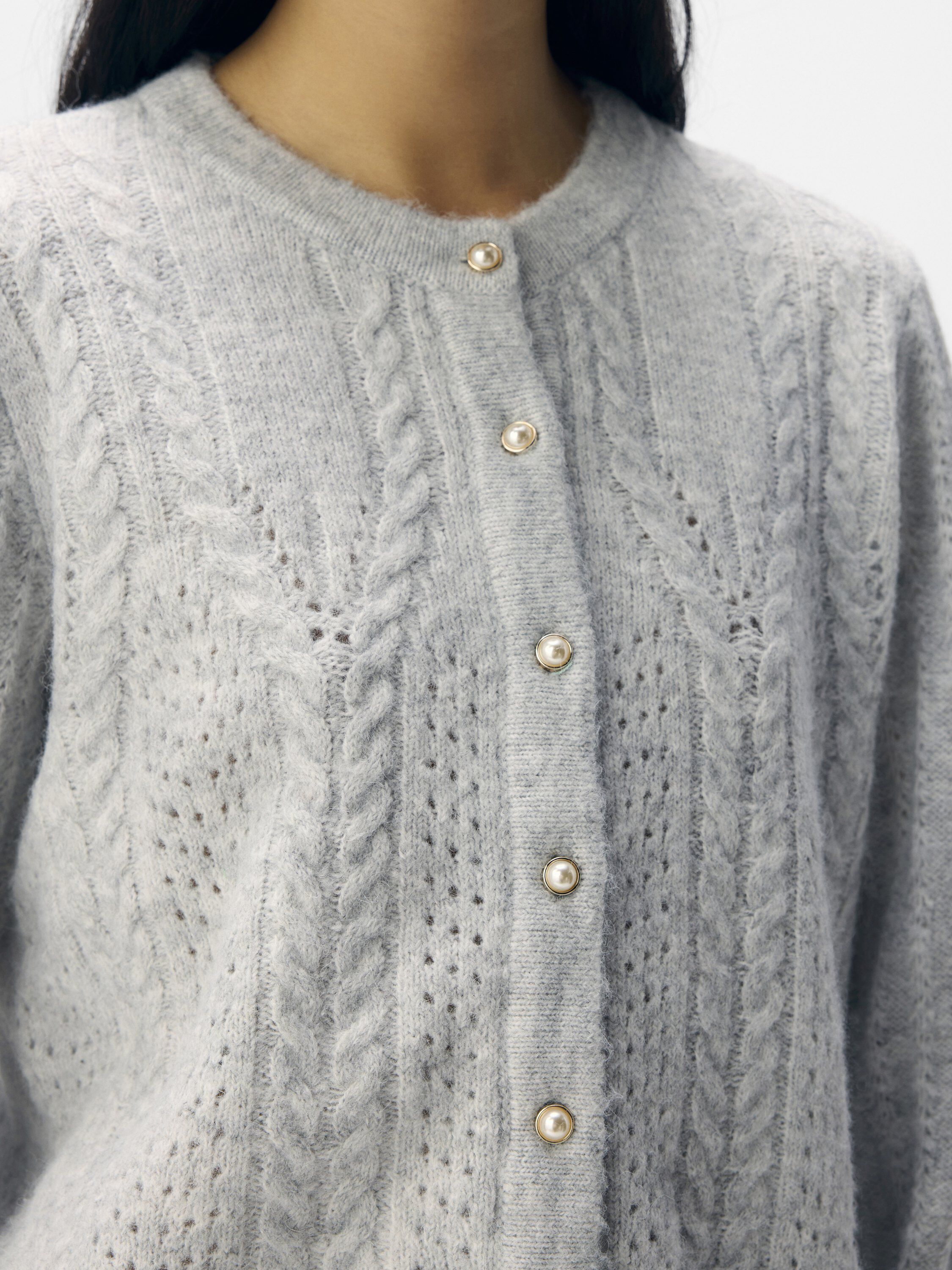 OBJFLORA RE LS KNIT BUTTON CARDIGAN