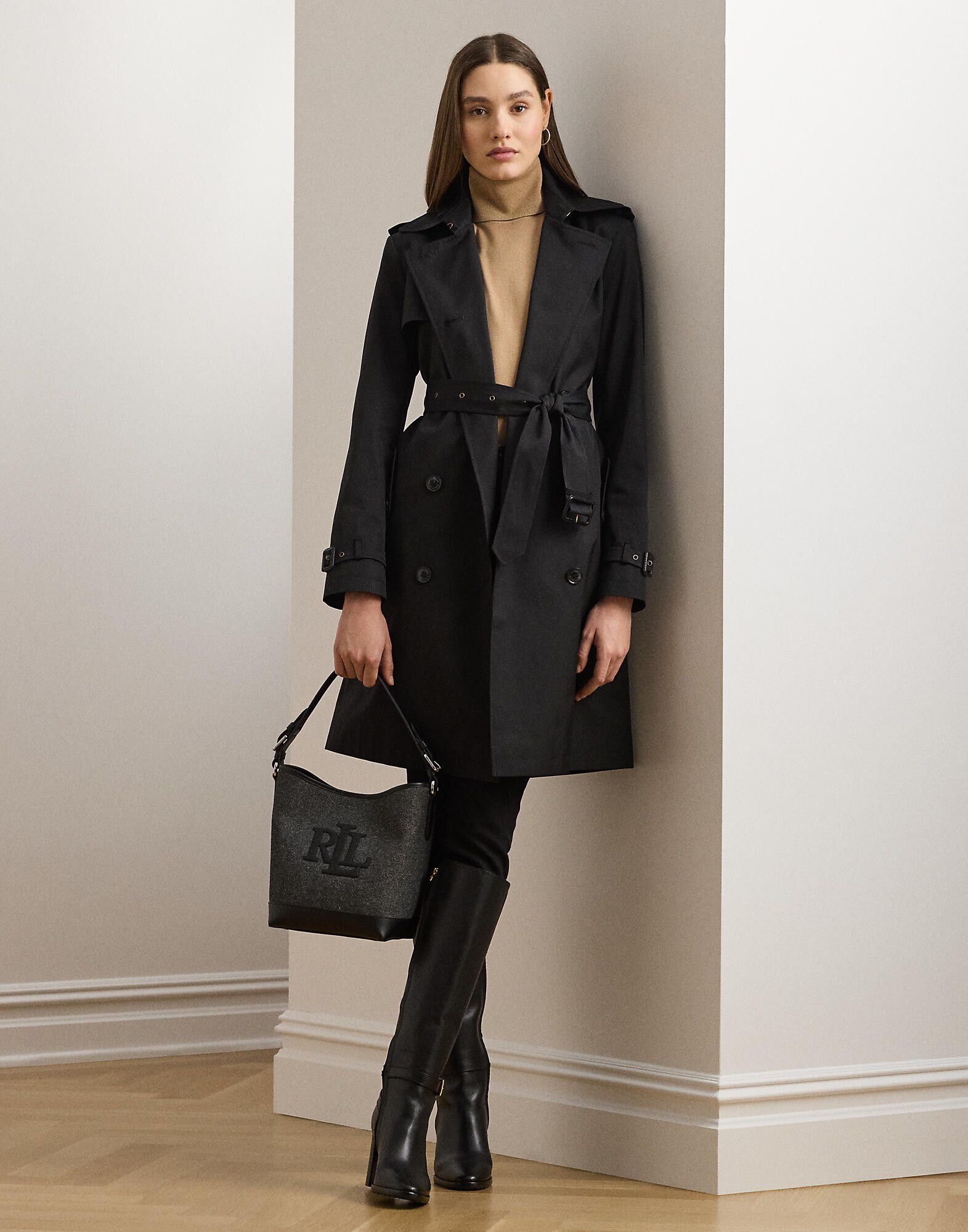 Double-Breasted Cotton-Blend Trench Coat