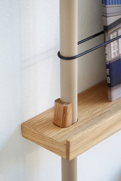 Box set, Magazine Shelving MS.65. 1, Oak shelves, Warm Grey l