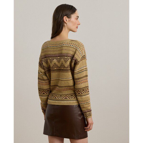 Geo-Striped Cotton-Linen Sweater