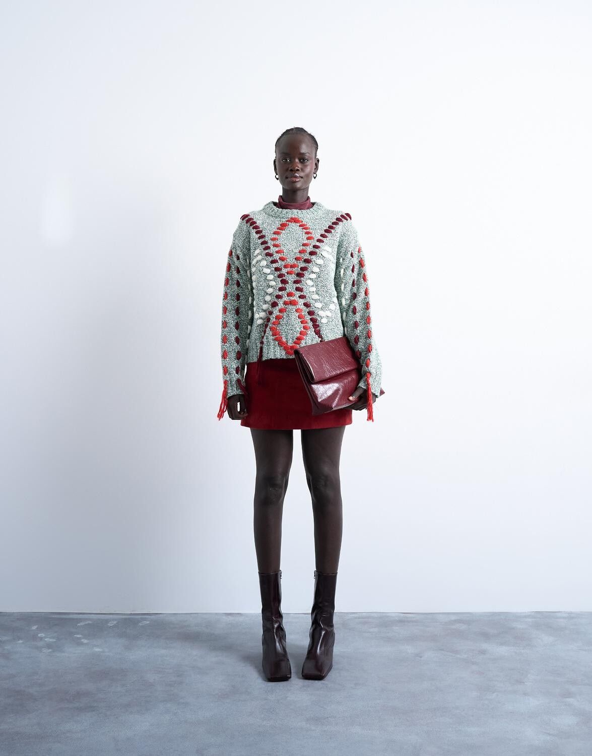 TSKIRSTEN LS EMB KNIT PULLOVER