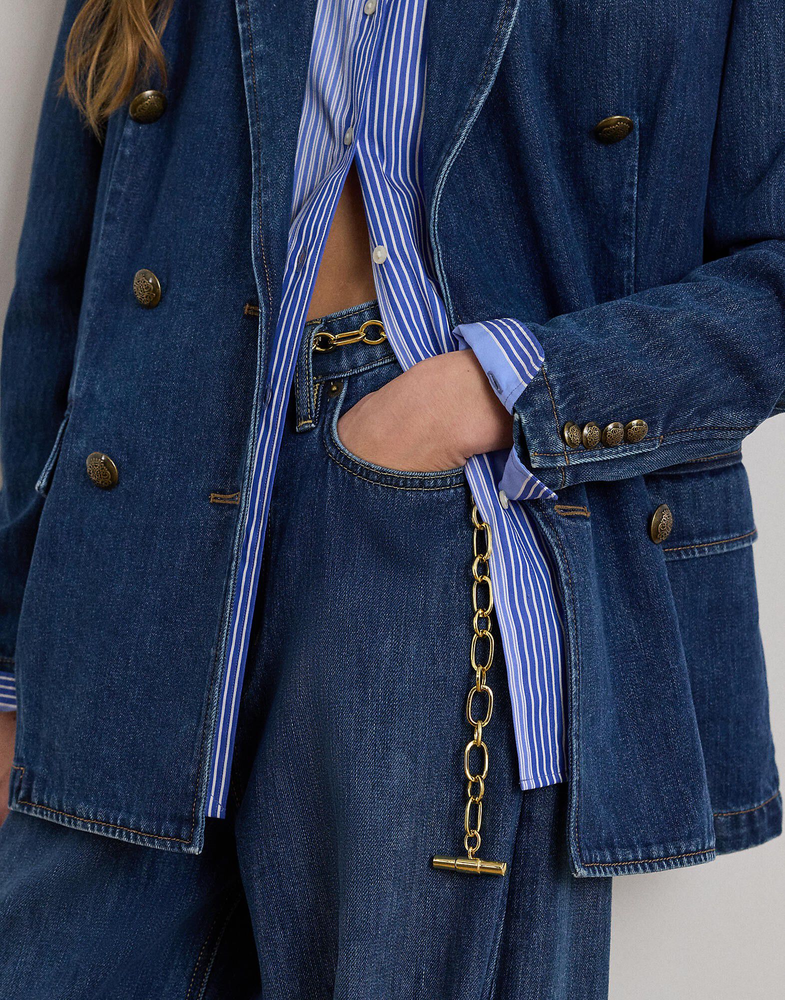 Double-Breasted Denim Blazer