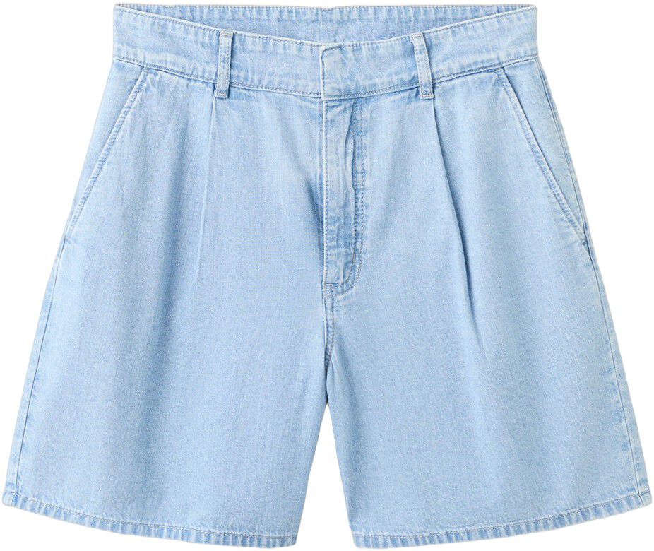 Mid-rise denim bermuda shorts with
