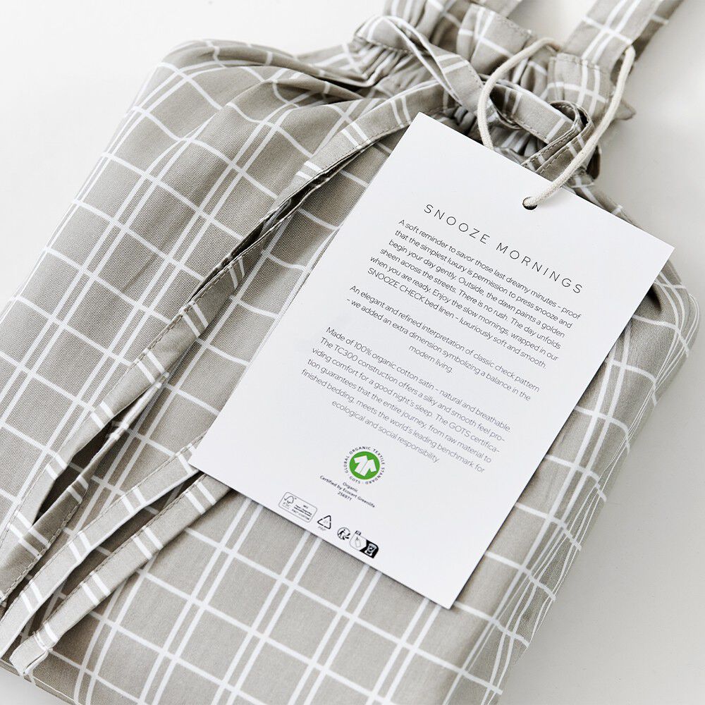 &Oslash;kologisk senges&aelig;t Snooze Check beige - GOTS