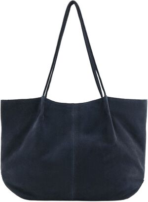 Suede leather shopper bag