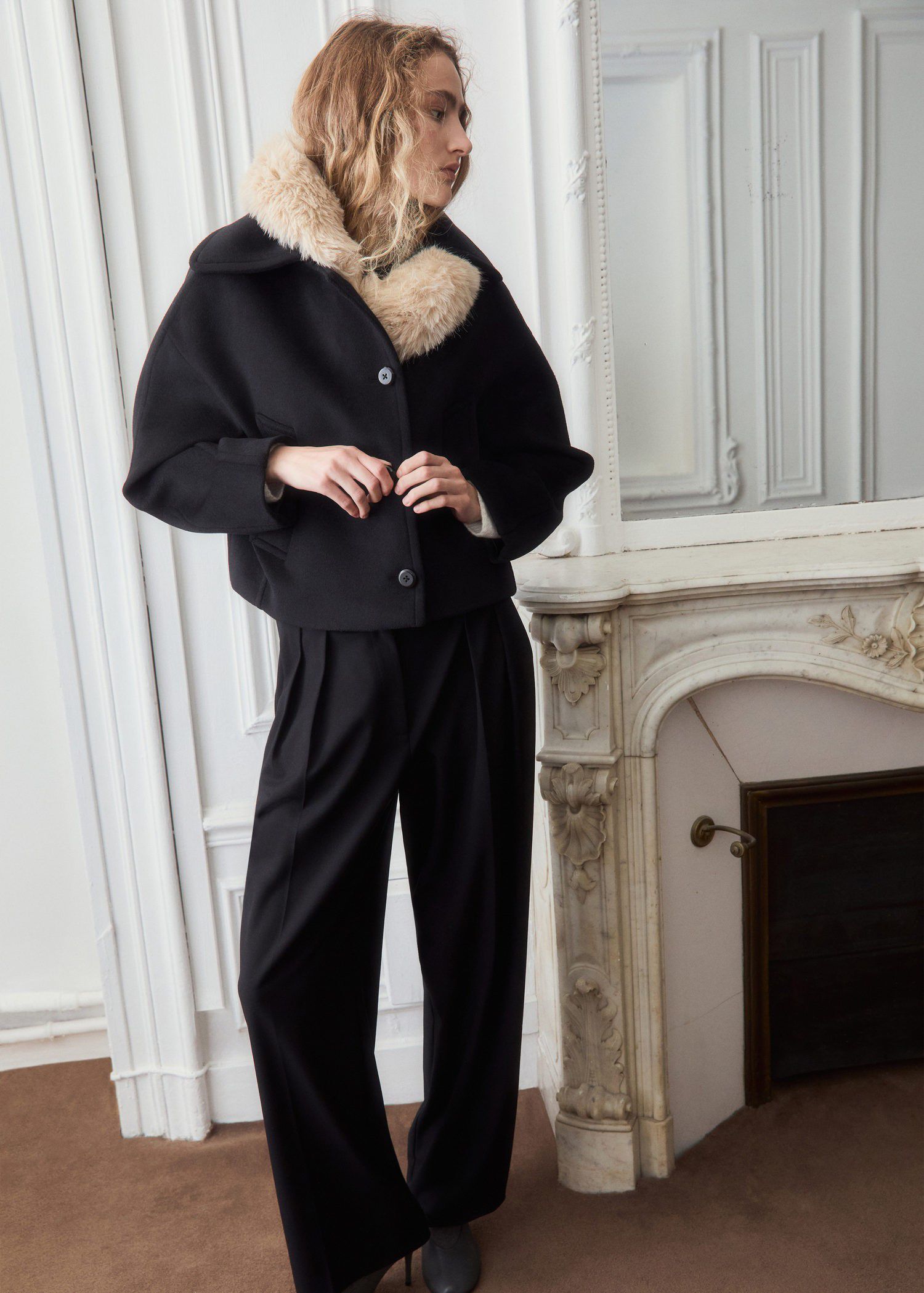 Wool jacket with shirt collar