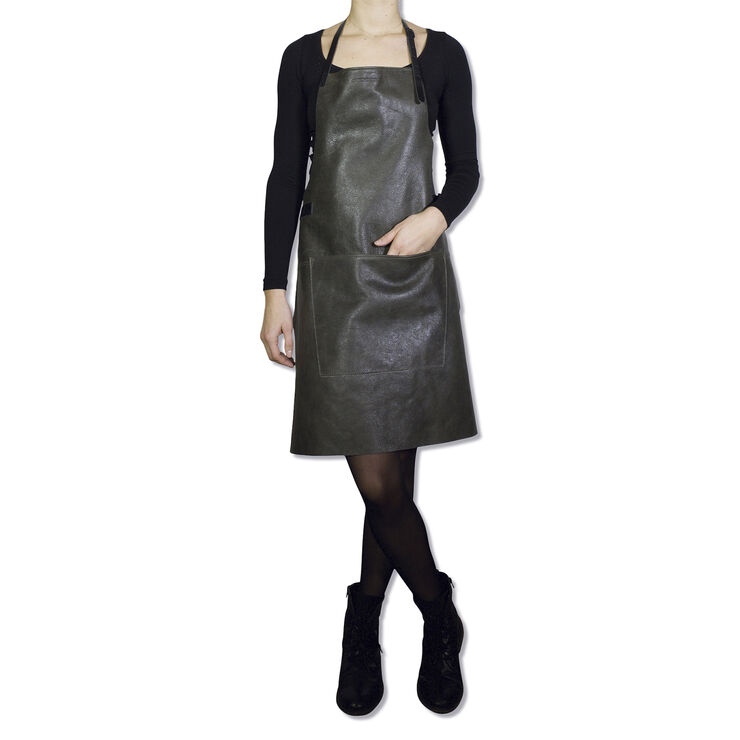 Læderforklæde BBQ Style Apron Vintage Grey